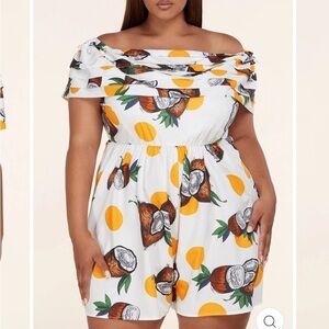 Latiste PLUS SIZE OFF SHOULDER COCONUT PRINT ROMPER size 3x NWT